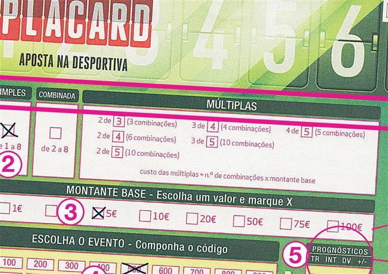 Placard. Sete homens roubaram talões do jogo durante cinco meses