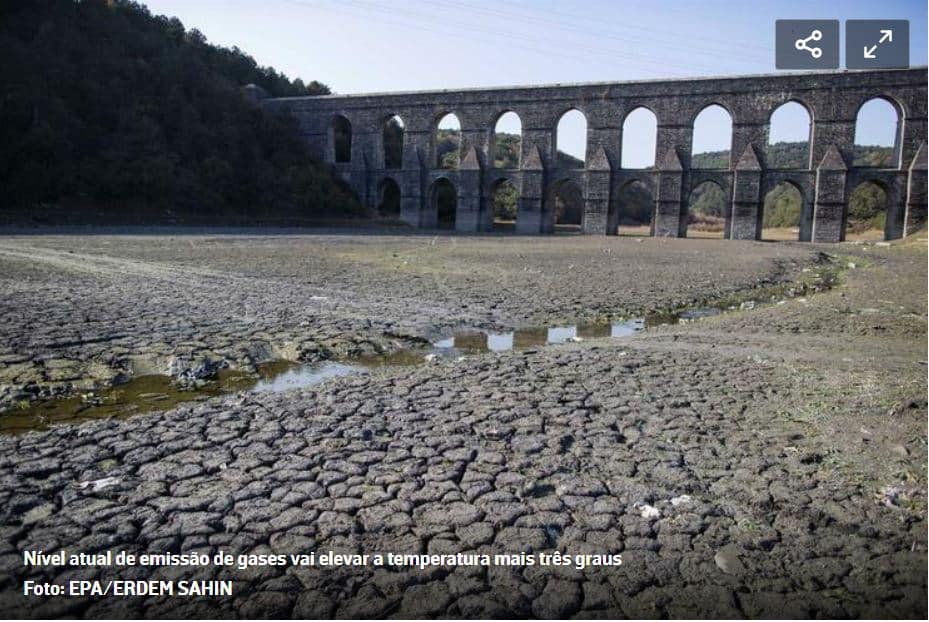 Nível atual de emissão de gases vai elevar a temperatura mais três graus