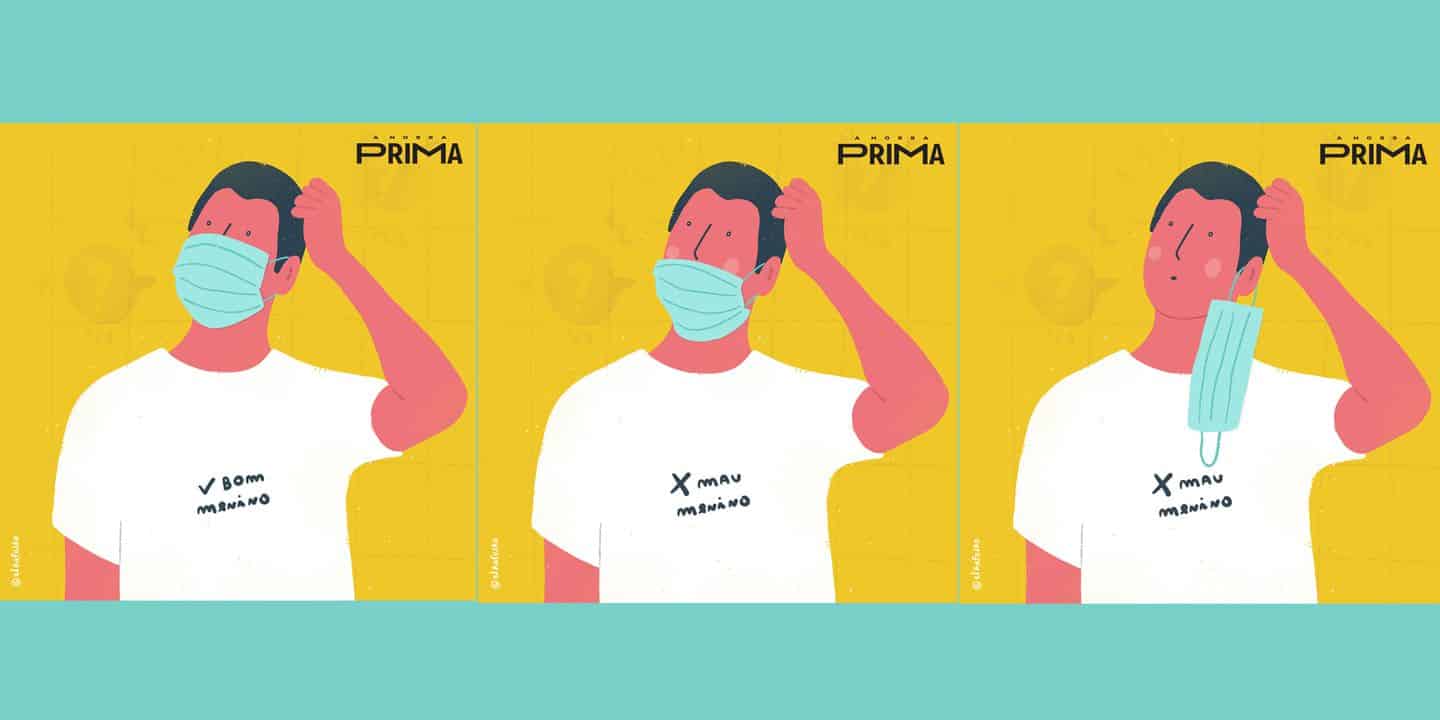 Como NÃO usar uma máscara: ilustrações para totós